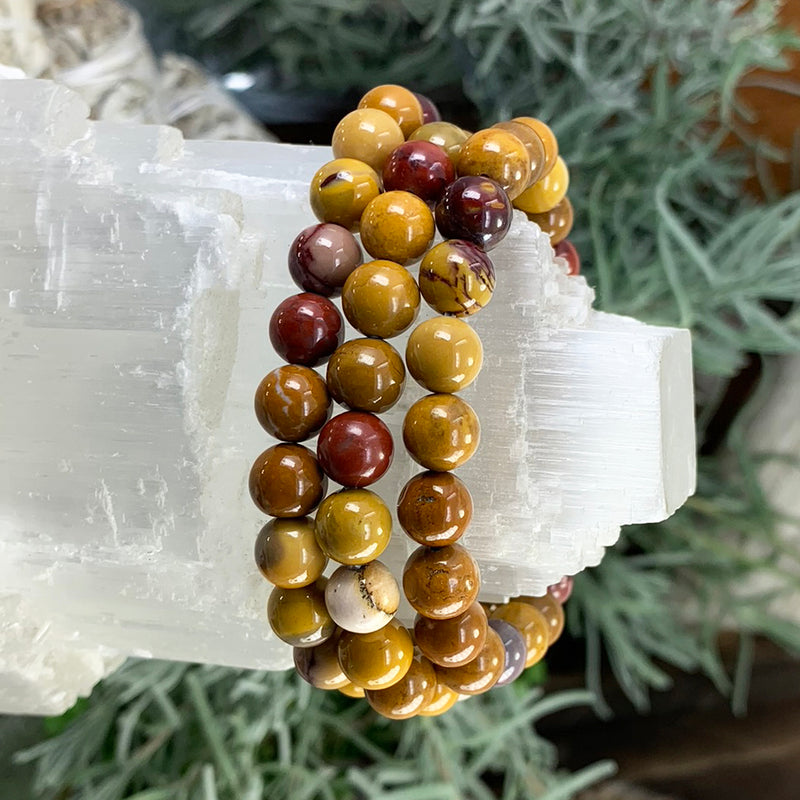 Mala Golden Mookaite Jasper Bracelet With Velvet Pouch