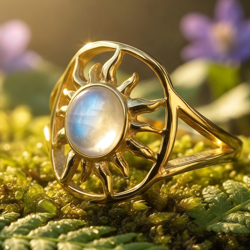 Moonstone & Gold Solar Glow Ring