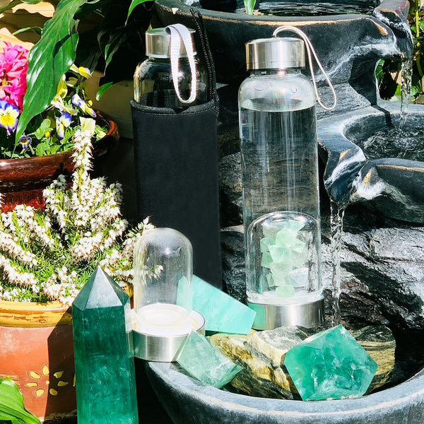 Green Fluorite Gem Pod Water Bottle 💧 - water