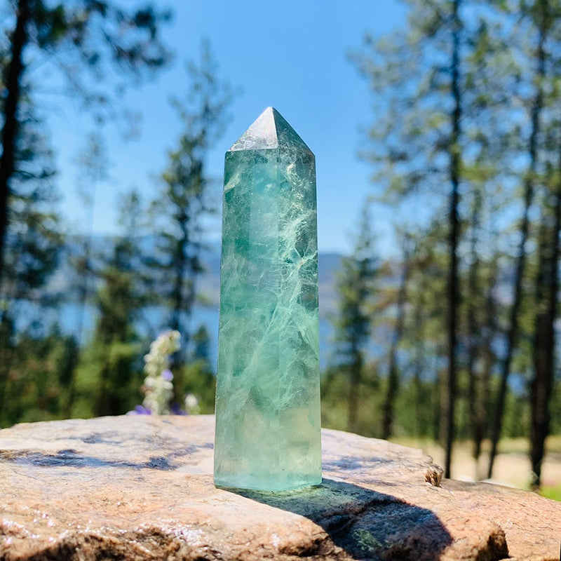 Green Fluorite Point - wand