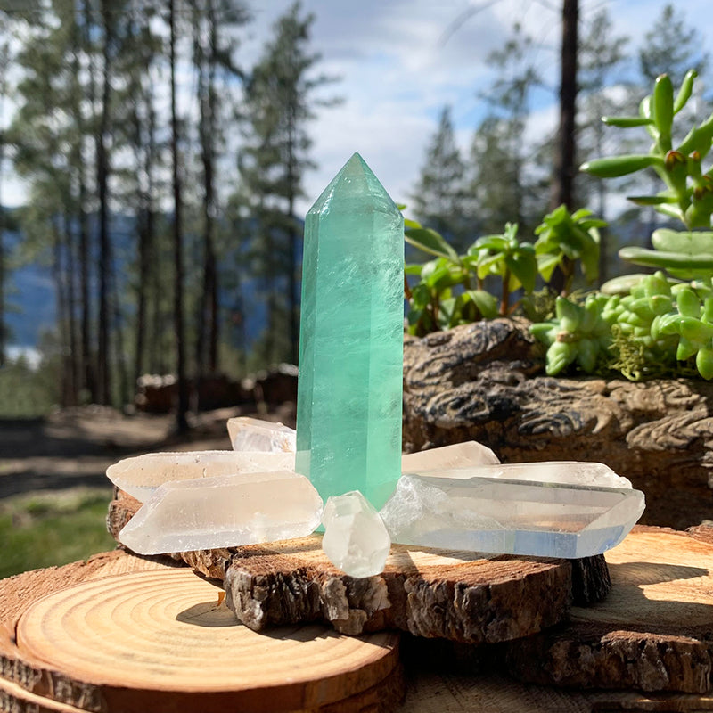 8-Piece Green Fluorite + Quartz Set