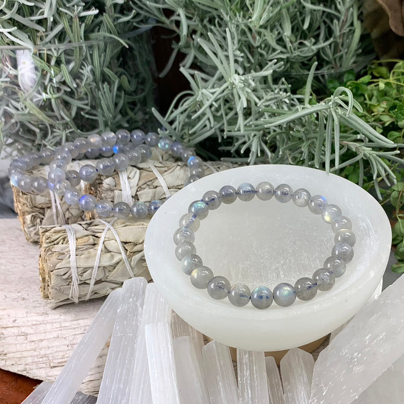 Mala Grey Moonstone Bracelet With Velvet Pouch