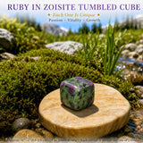 Ruby v Zoisite Tumbled Cube