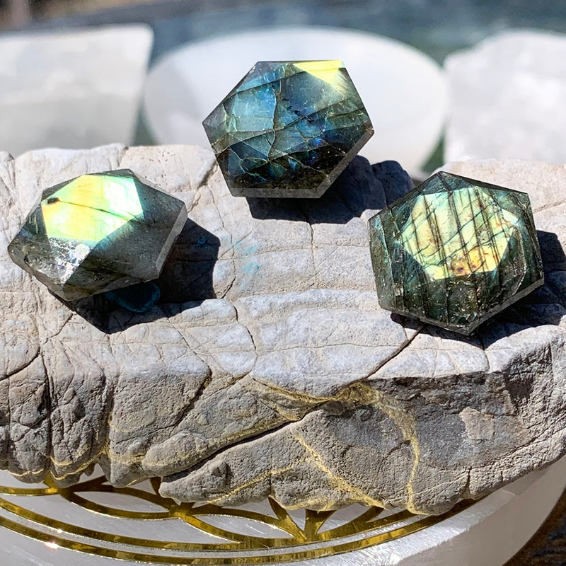 Labradorite Sacred Geometry Faceted Crystal