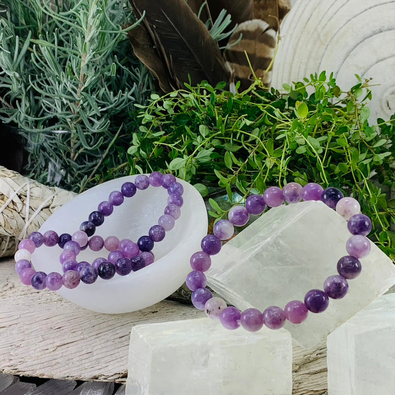 Mala Lepidolite Bracelet With Velvet Pouch