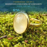 SUMMER 60% OFF SALE Moonstone & Gold Ring of Luminosity