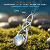 SUMMER 60% OFF SALE Moonstone Infinity Knot Silver Necklace