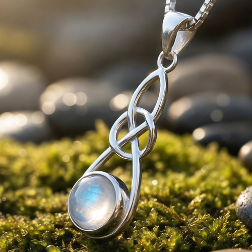 Moonstone Infinity Knot Silver Necklace