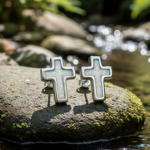 Opal & Silver Faith Earrings