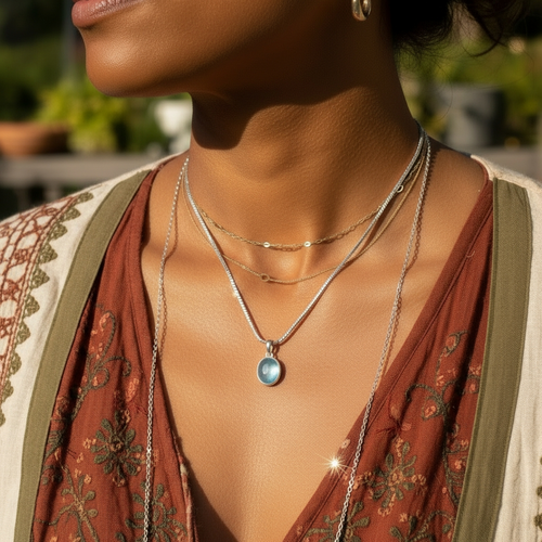 Aquamarine & Silver Serenity Necklace