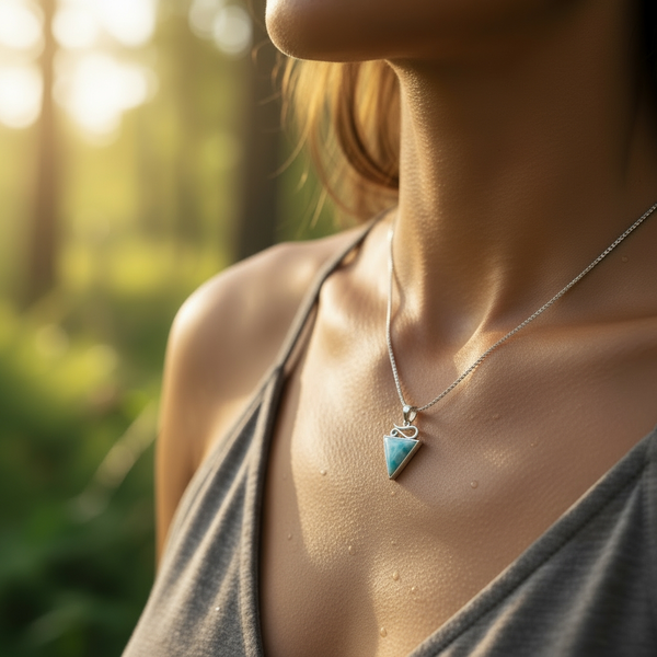 Larimar Silver Trinity Necklace -