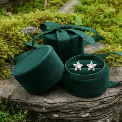 Moonstone & Silver Star Stud Earrings