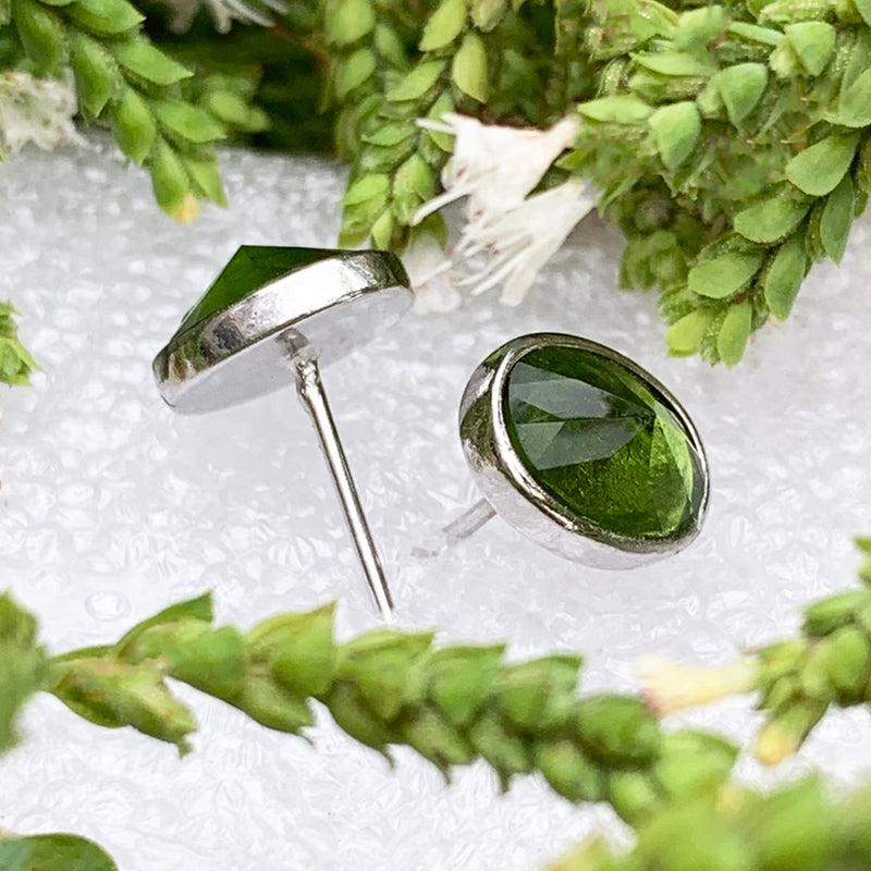 Earrings - Peridot Crystal Sterling Silver Studs