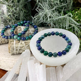 Mala Azurite Bracelet With Velvet Pouch