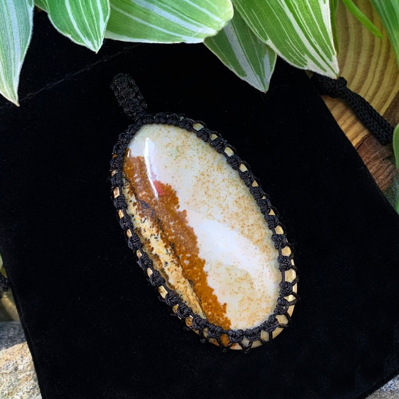 Picture Jasper Macramé Pendant Necklace