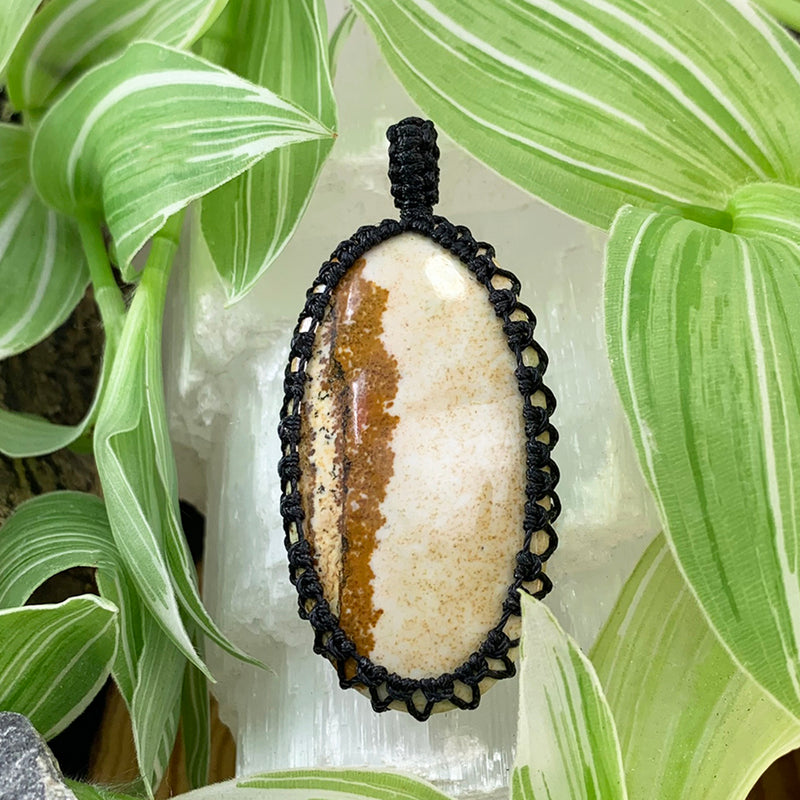 Picture Jasper Macramé Pendant Necklace