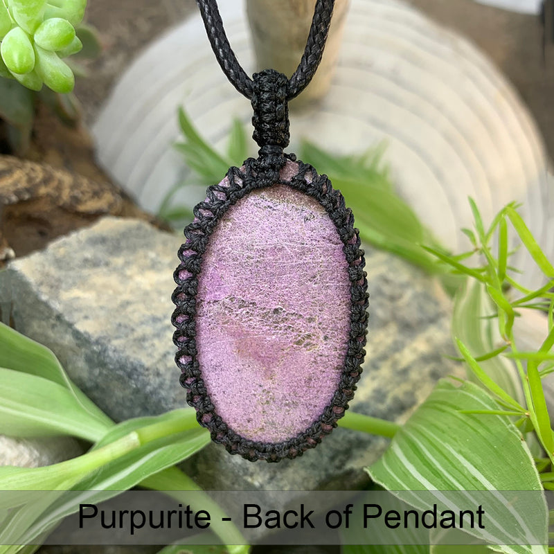 Purpurite Macramé Pendant Necklace