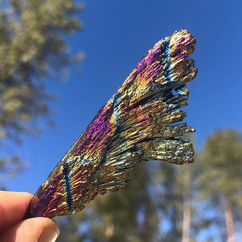 WORKING ON Rainbow Peacock Kyanite Fan - rawstone