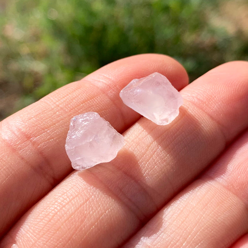 Earrings - Rose Quartz Raw Stone Studs