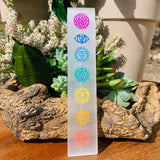 ARRON PRICING - Selenite Chakra Charging Plate + 7 Mini Gemstones - wand