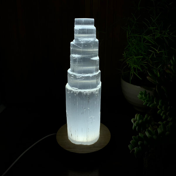✨Crystal Mood Light Base + Selenite Tower — Holiday Glow Edition✨