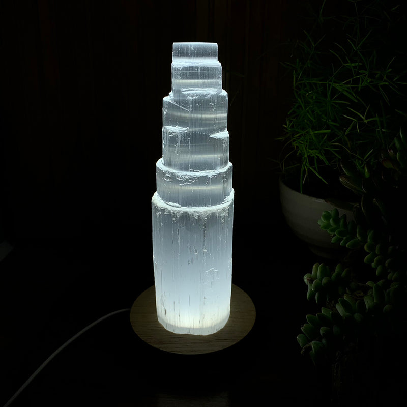 Selenite Crystal Tower Mood Light