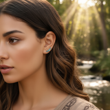 Blue Howlite & Silver Cuff Earrings