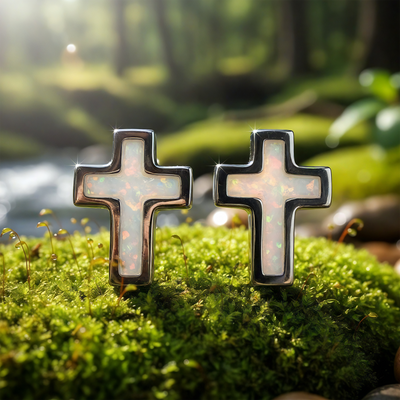 Opal & Silver Faith Earrings