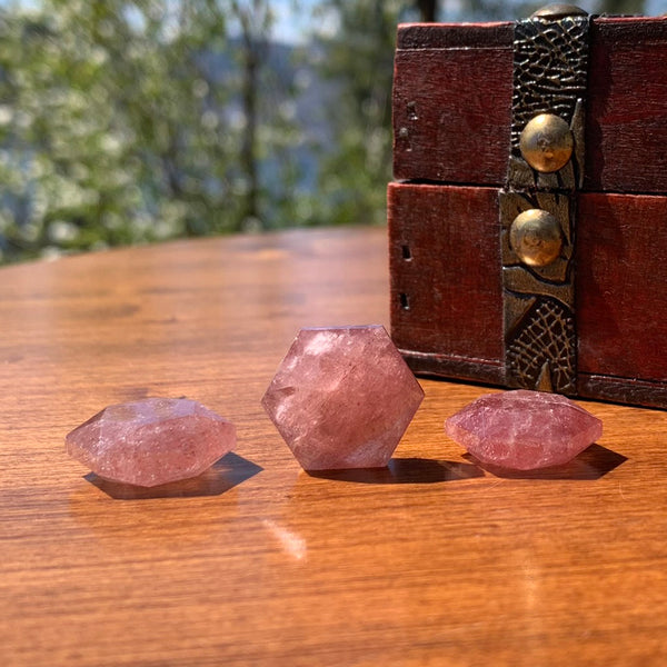 Strawberry Quartz Sacred Geometry Faceted Crystal