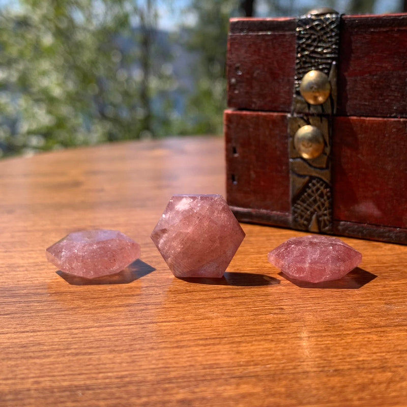 Strawberry Quartz Sacred Geometry Faceted Crystal