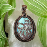 Turquoise Copper Wire Pendant Necklace