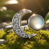 Moonstone & Silver Lunar Ring
